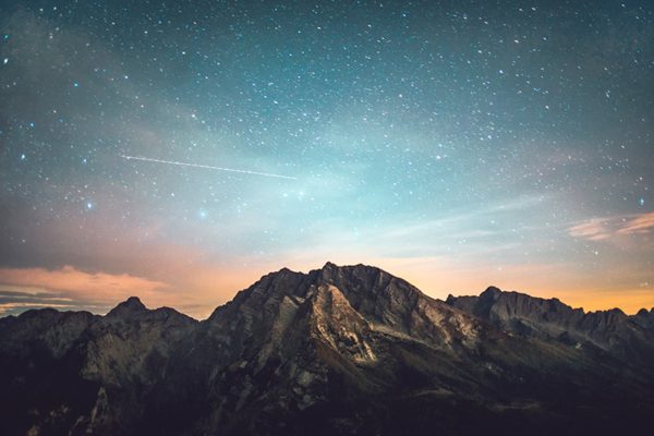 mountain in night sky