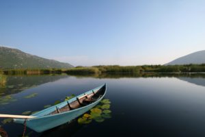 canoe on calm lake